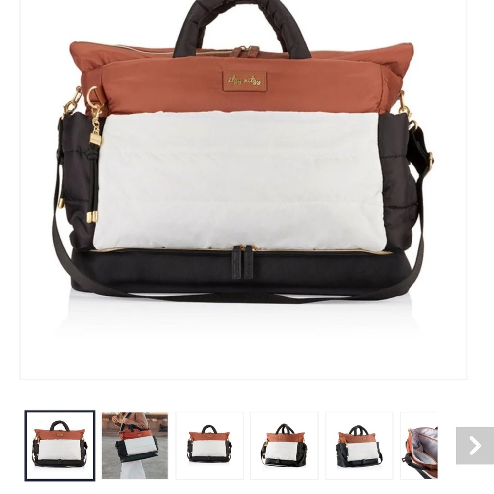 Itzy Ritzy Travel Bag in Brown, White, and Black